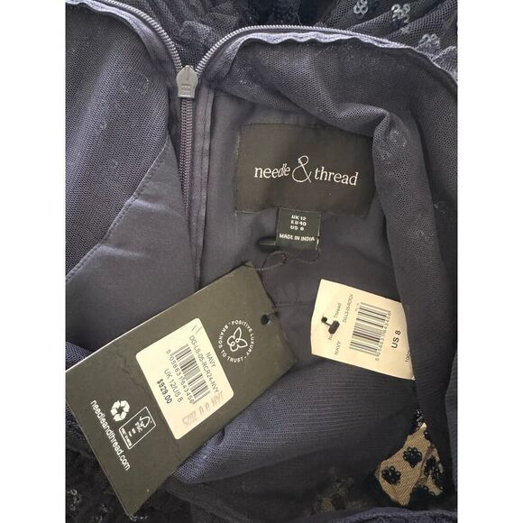 Needle & Thread Dot Shimmer Ankle Gown Navy UK8/US4 - Picture 9 of 12